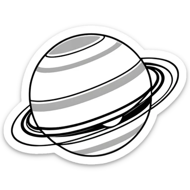Planet Saturn with rings in monochrome grey colors sticker