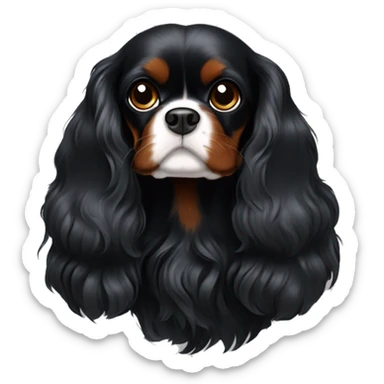 black Cavalier King Charles spaniel. No white or brown coloring on it sticker