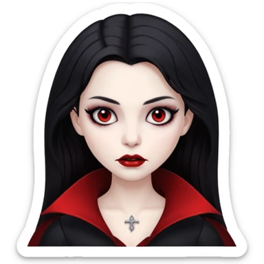 девушка вампир с темными волосами, очень бледной кожей и черным макияжем глаз sticker