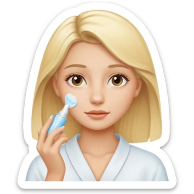 haz una chica rubia haciendose su skincare sticker