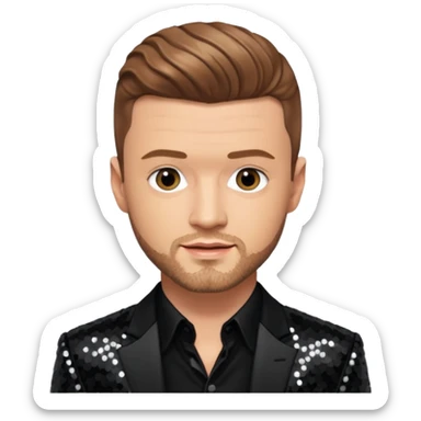 Justin Timberlake from 'N Sync with light brown k hair, black sequin outfit sticker