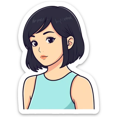 Mujer blanca bonita de cabello negro  sticker