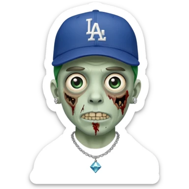 Zombie con gorra de los Dodgers y cadena con diamantes  sticker