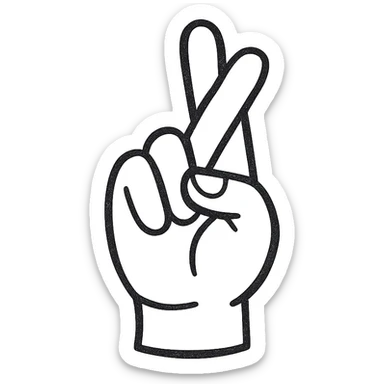 stylized illustration of a hand showing the ASL letter R, fingers crossed, minimal and easy to recognize sticker