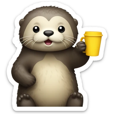 sea otter with yellow cup in hands sticker