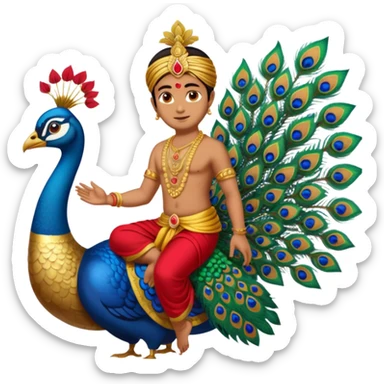 lord murugan with peacock sticker