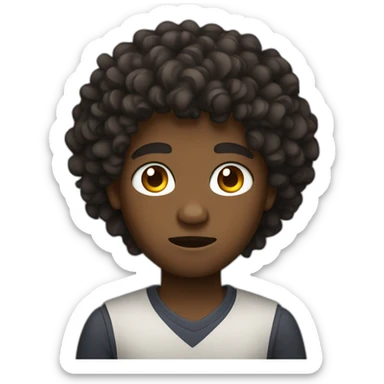 a black boy with curly hair and brown eyes who is angry sticker