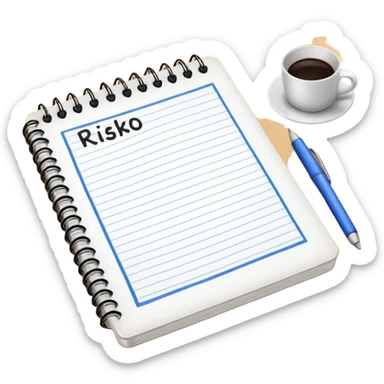 Mach mir ein Heft das auf einem schreibtisch liegt wo RISIKO draufsteht sticker