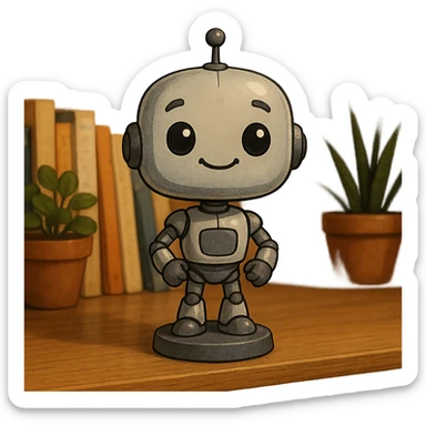 friendly bobblehead style robot sticker