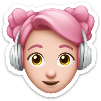 Un corazón rosa claro con auriculares  sticker