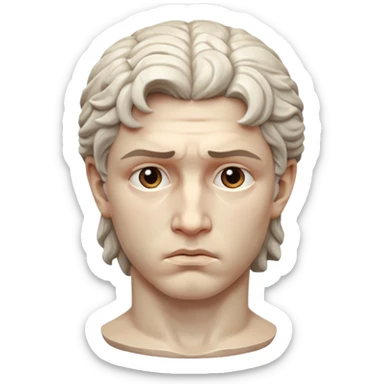 Michelangelo's statue of David looking sad, no skin color tones sticker
