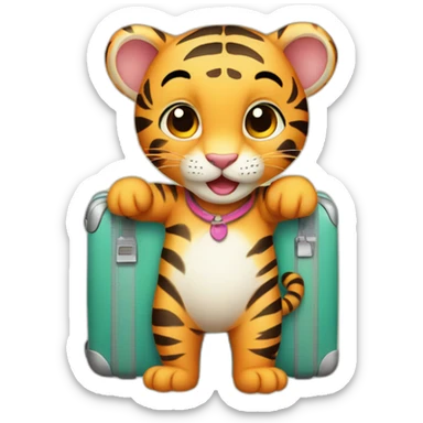 Baby tiger going to vacation sticker