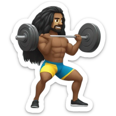 Man with long hair doing Weightlifting snatch sticker