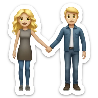 Blonde girl and read head boy holding hands sticker