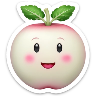 Make white radish apple emoji style sticker