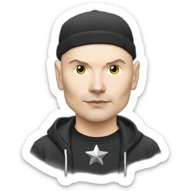 Billy corgan with a silver star on his t-shirt sticker