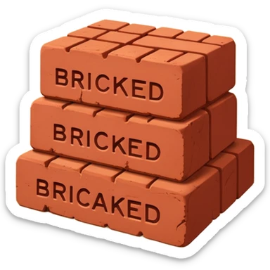 Two red bricks stacked on top of each other with the phrase “Bricked Up” them sticker