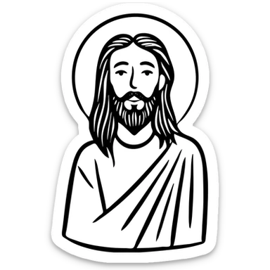 Jesus Christ figure with long hair and beard, wearing robes sticker