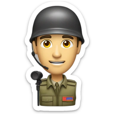 periodista reportero de guerra con casco y con microfono sticker