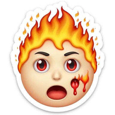 emoji scared and worried face with burning eyes and vomiting sticker