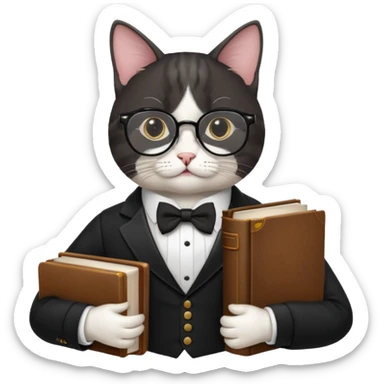 Travelling studious cat sticker
