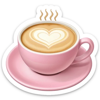 Coffee with a latte art heart in soft pink, beige and yellow pastel colors sticker