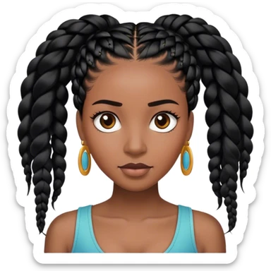 black woman with black braids and lash extensions; skin tone slightly darker sticker