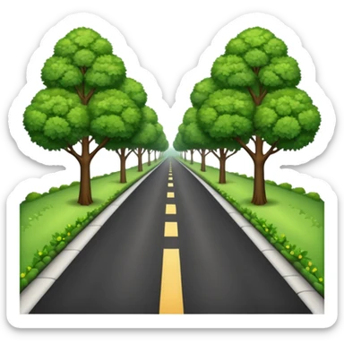 A long HORIZONTAL NOT VERTICAL road! (without lines) with trees and bushes on the sides and behindA long horizontal road (without lines) with trees and bushes on the sides and behind sticker