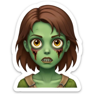 zombie green girl with a brown hair sticker