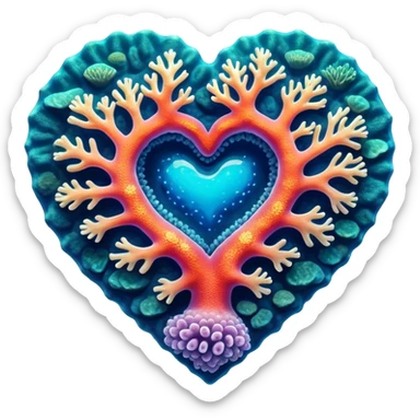 Cinematic Realistic Heart Reef Landscape Emoji, depicted with a naturally heart‚Äêshaped coral formation in vibrant marine hues, rendered with detailed underwater textures and luminous lighting. sticker