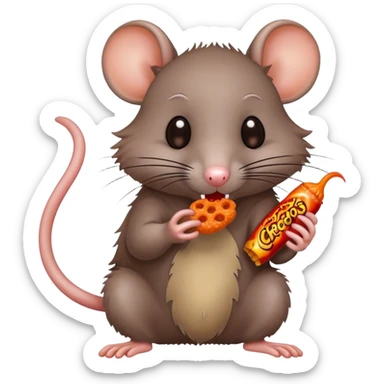 A rat eating hot Cheetos  sticker