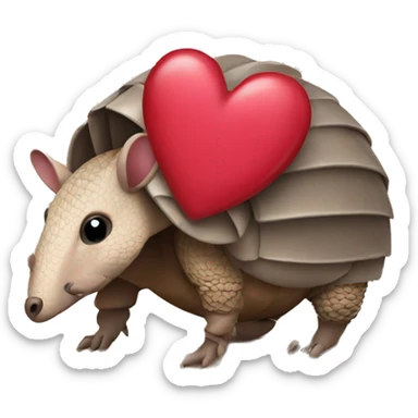 armadillo with a heart sticker