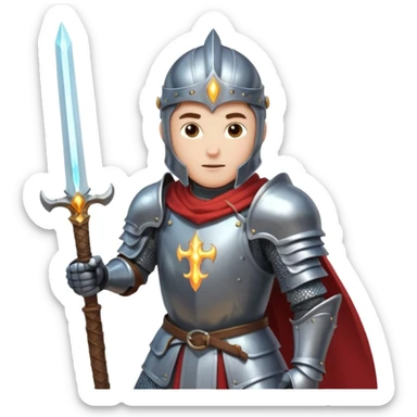 Battle mage: a knight in armor wielding both sword and magic sticker