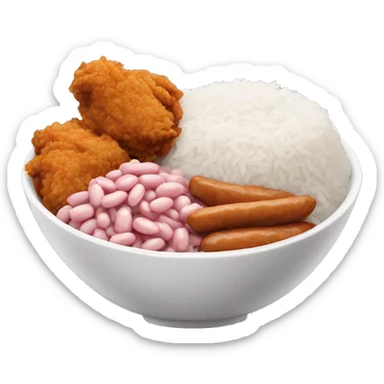 bowl with white rice, pink beans and fried chicken drums sticker