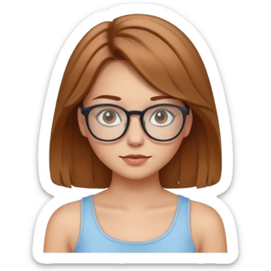 Hafif kumrak saçlı, beyaz tenli, gözlüklü, crop giyinen bir kiz sticker