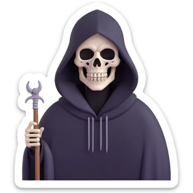 hooded grim reaper with skeletal face sticker