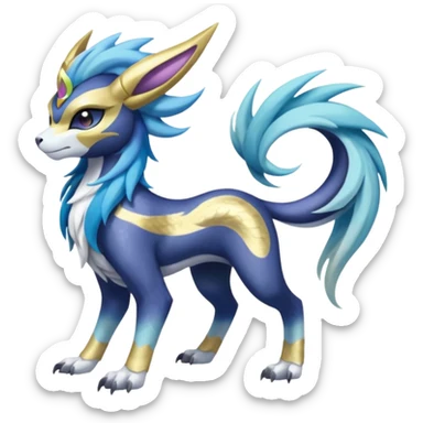 Shiny Sunny furry scaly painted Asian pastel-gradient Absol-Meloetta-Solgaleo-Luxray-Suicune-fusion sticker