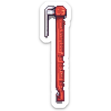 crowbar in Minecraft style, blocky, pixelated, red, alternate design 1 sticker