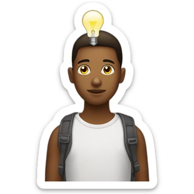 young creative artist with bulb on his head sticker