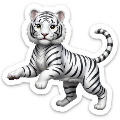 A white tiger pouncing at the screen with silver accsents make it less cartoon looking and more realism  sticker