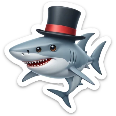 Shark with a top hat sticker
