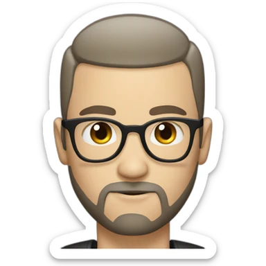 white man with small eyes and black buzz cut and full beard sticker