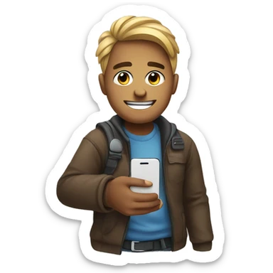 motivated person with phone and instagram  sticker