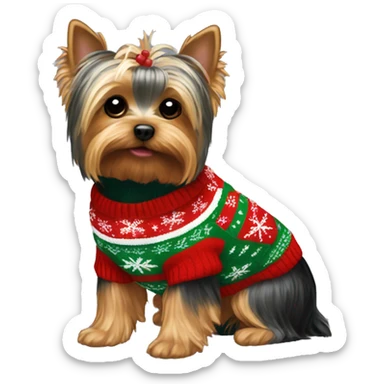 Yorkie in a Christmas sweater  sticker