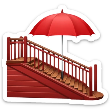 Red umbrella on stair railing sticker