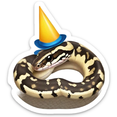 pinstripe ball python with a birthday hat sticker