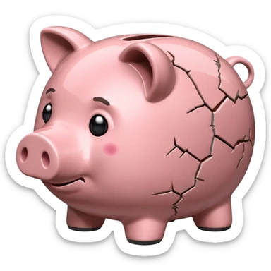 emoji of sad piggy bank, right view sticker