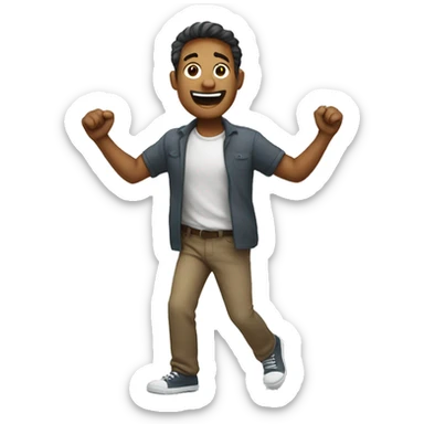 Man emoji walking forward with arms open wide and a smile sticker