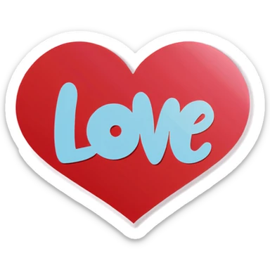 Heart with the word LOVE written on it sticker