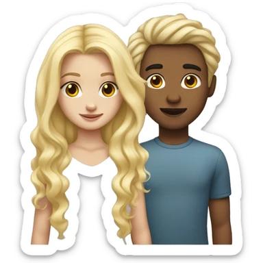 girl and a boy both white girl blonde boy wavy brow hair sticker